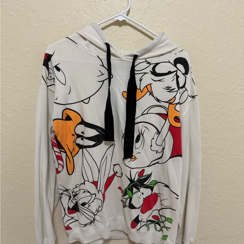 Warner Bros. White Sweater with Cartoon Characters